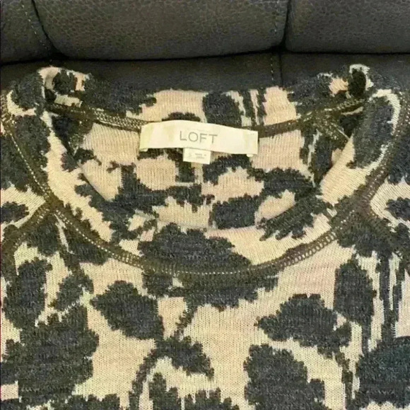 Loft Leaf Tan and Gray long Sleeve Sweater Dress S - Picture 5 of 10